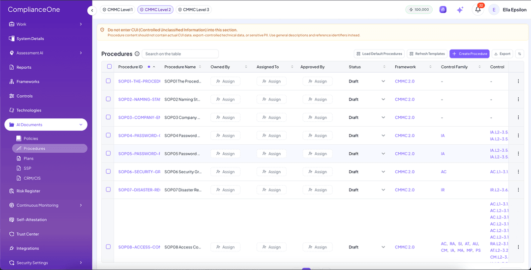 Generate Your Compliance Package